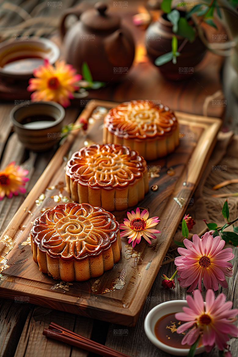 中秋月饼文化美食摄影图