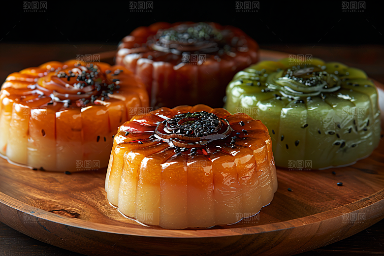 中秋月饼甜点美味摄影图