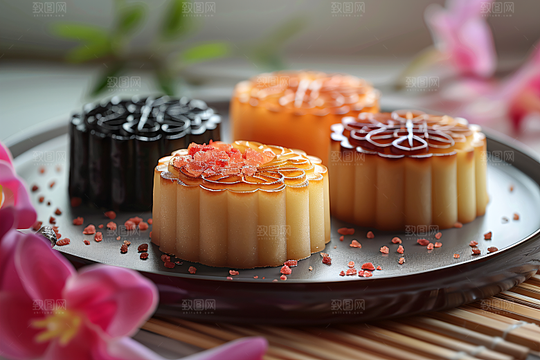 中秋月饼传统节日习俗摄影图