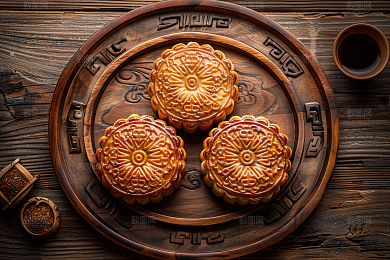 中秋月饼传统节日美食摄影图