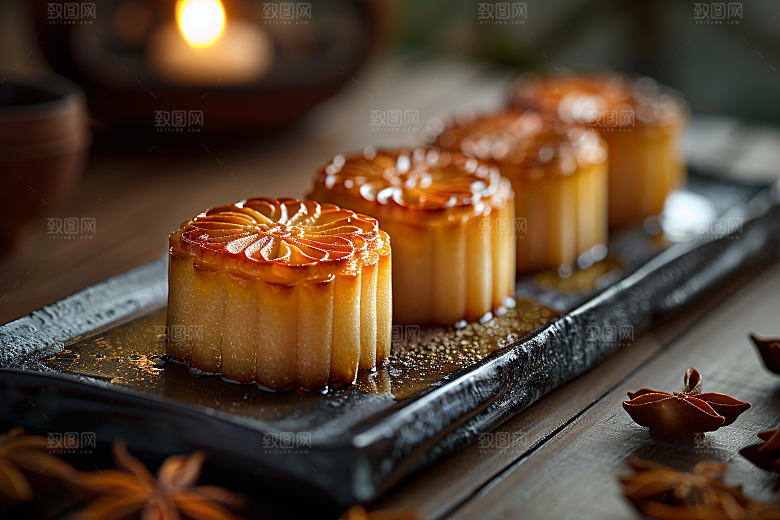 中秋月饼糕点甜点摄影图