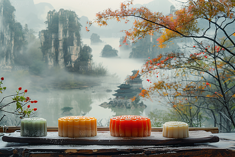 中秋月饼莲蓉月饼传统美食摄影图