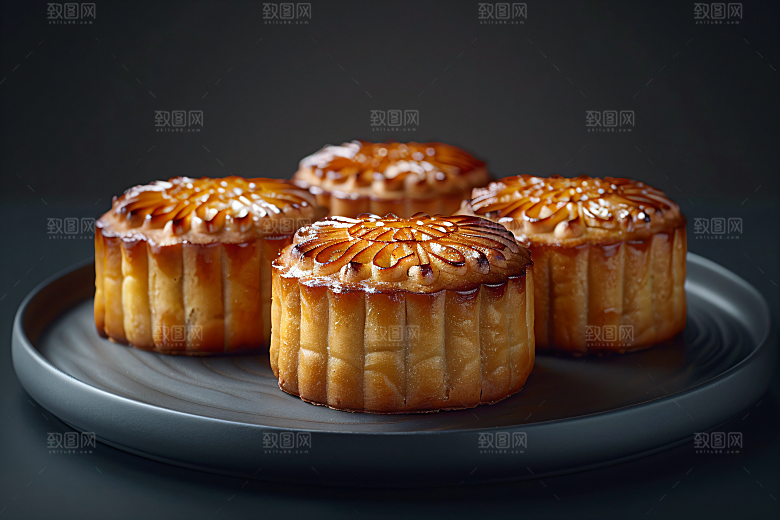中秋月饼甜点美食摄影图