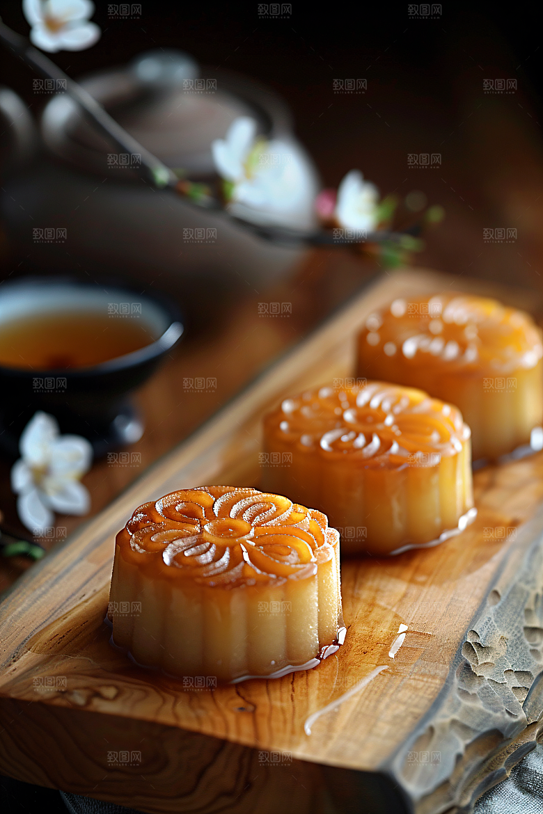 中秋月饼甜点传统节日摄影图