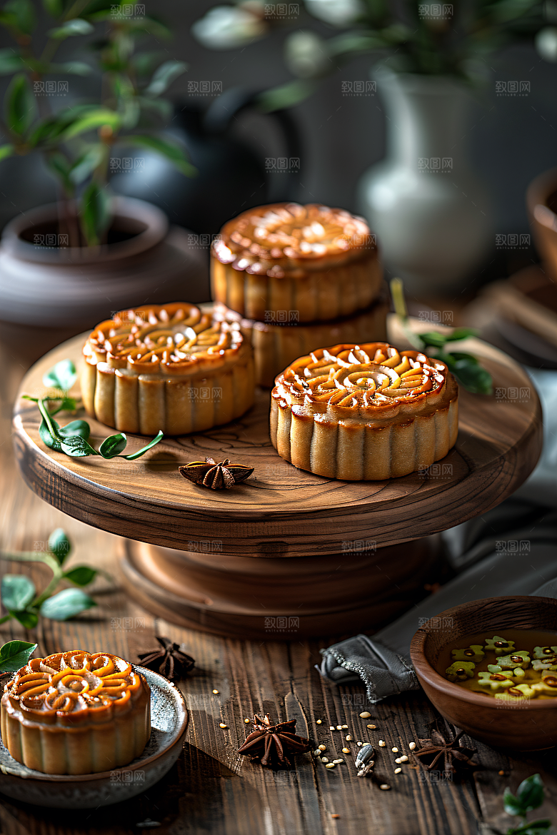 中秋月饼文化糕点摄影图