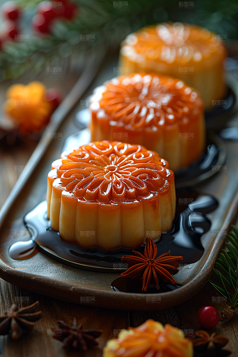 中秋月饼甜点广式月饼摄影图