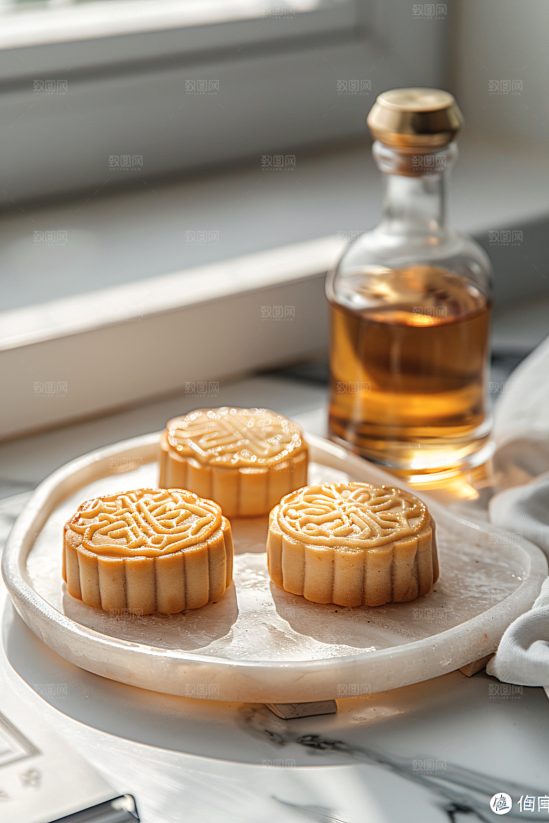 中秋月饼广式月饼传统美食摄影图