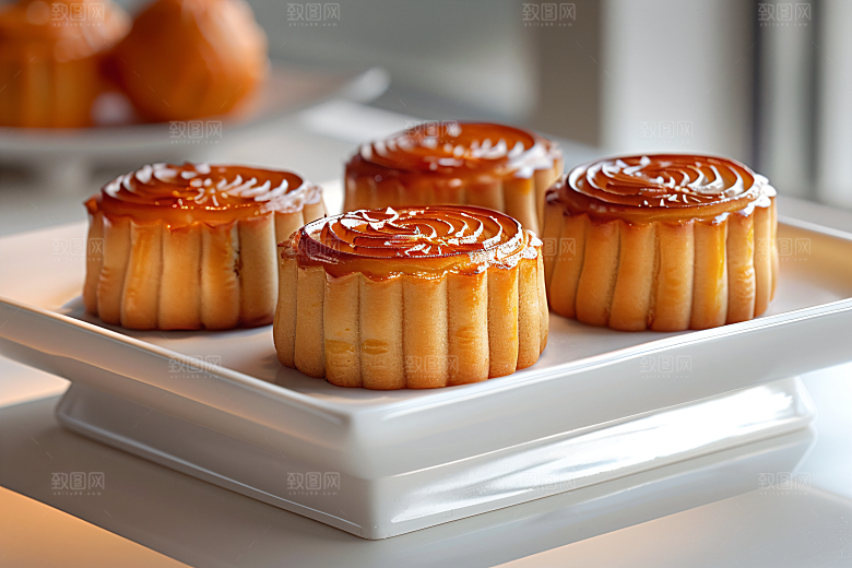 中秋月饼甜点习俗摄影图