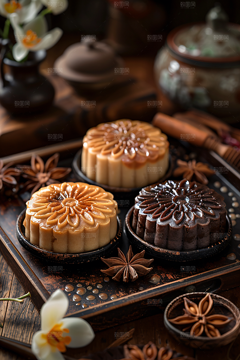 中秋月饼文化糕点摄影图