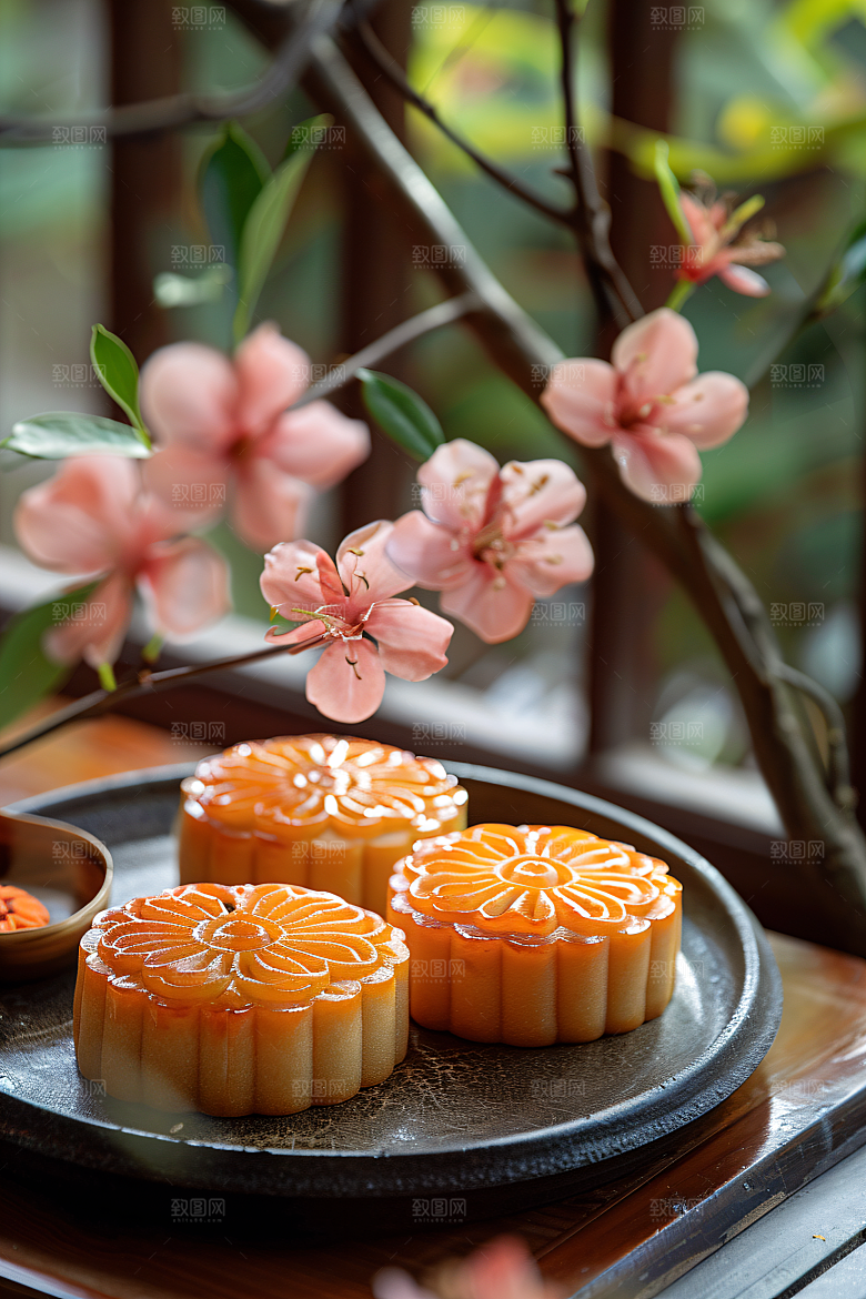 中秋月饼甜点糕点摄影图