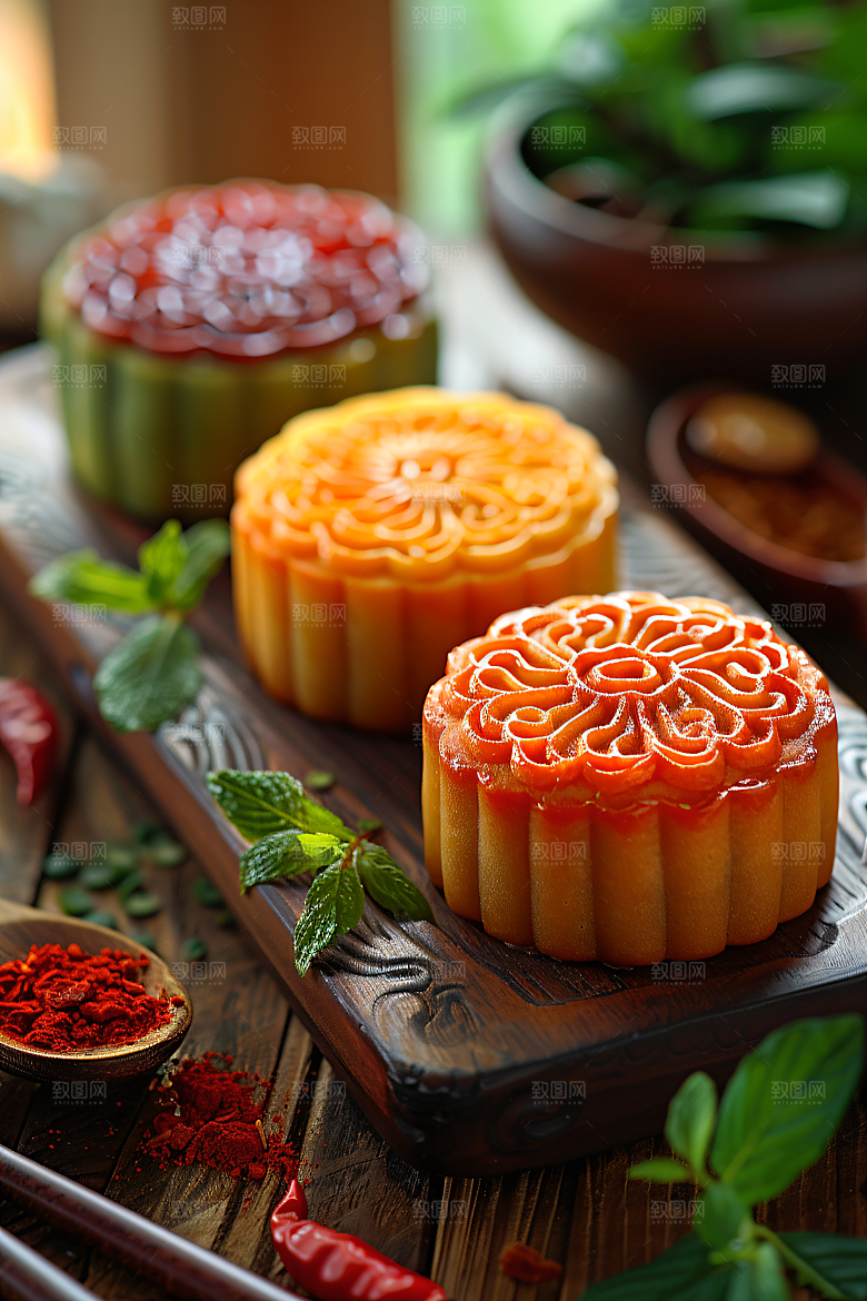 中秋月饼莲蓉月饼甜点摄影图
