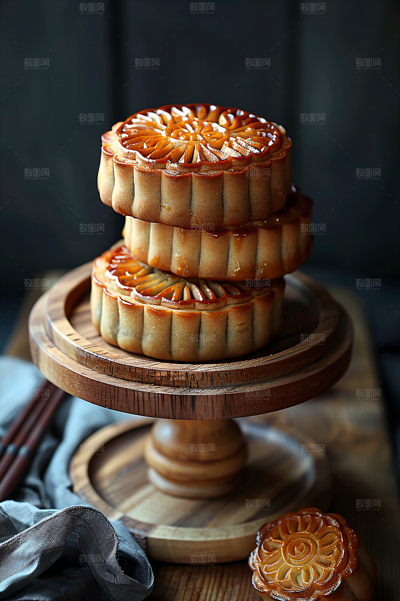 中秋月饼习俗糕点摄影图