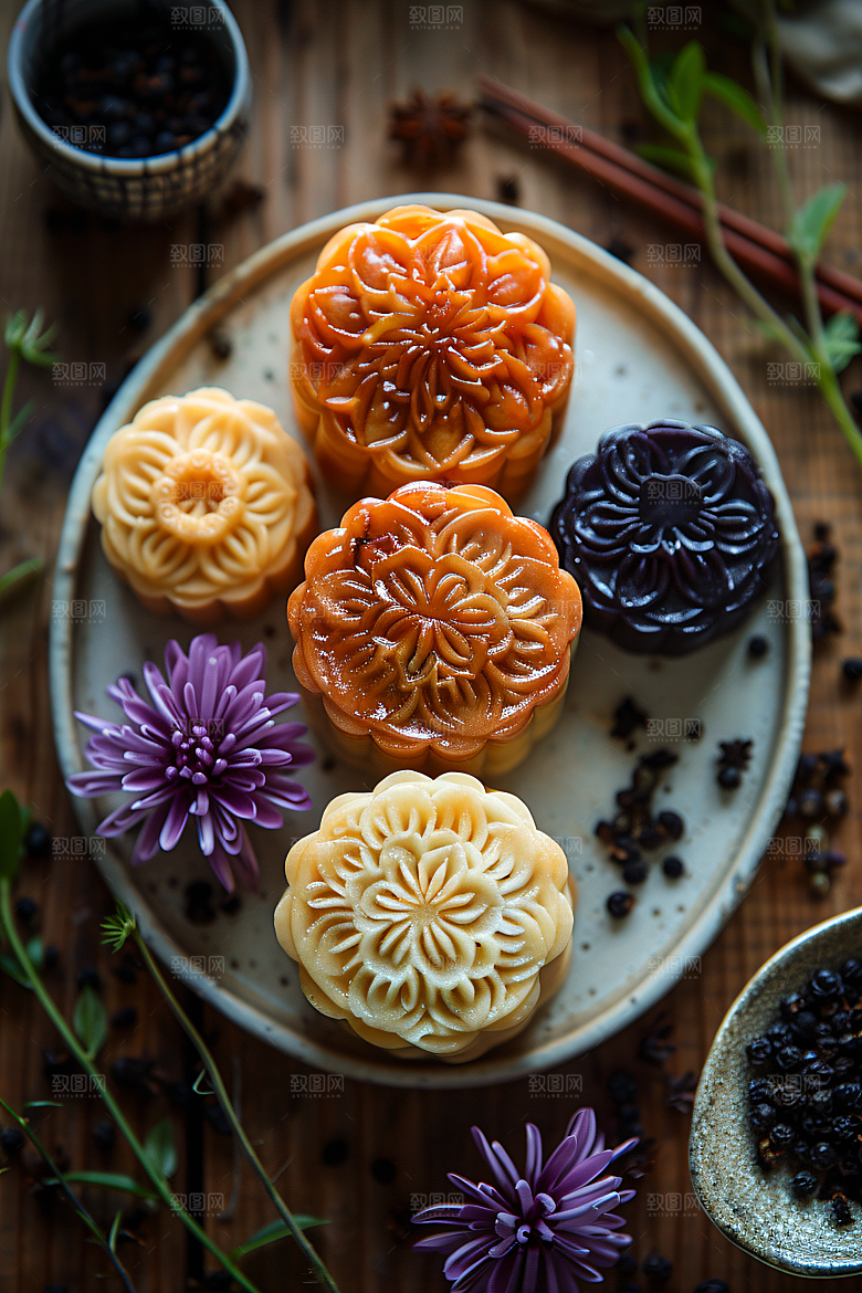 中秋月饼美食广式月饼摄影图