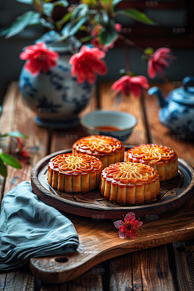 中秋月饼高清美味摄影图