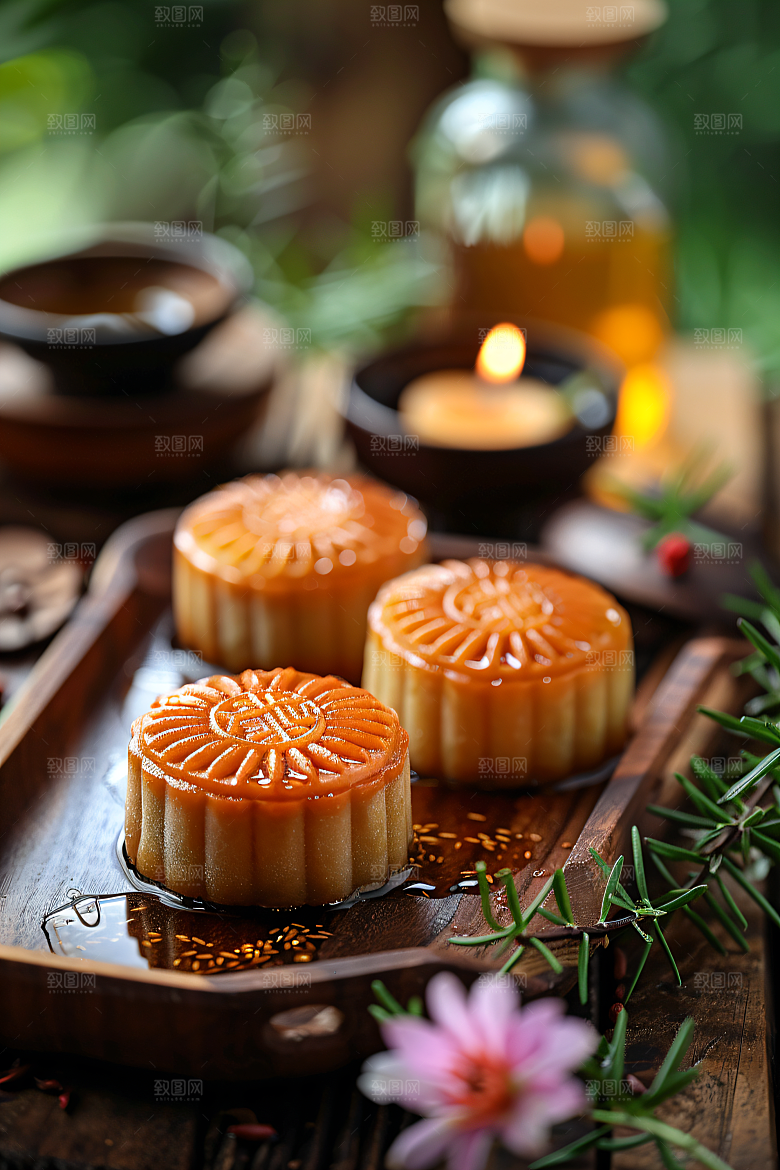 中秋月饼广式月饼莲蓉月饼摄影图
