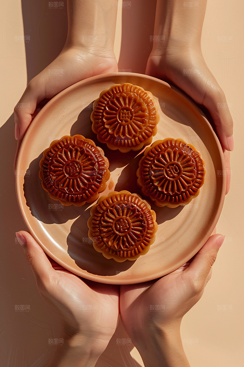 中秋月饼广式月饼甜点摄影图