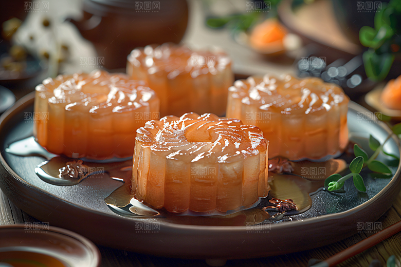 中秋月饼甜点糕点摄影图