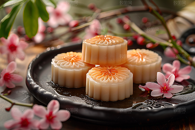 中秋月饼中秋节习俗摄影图