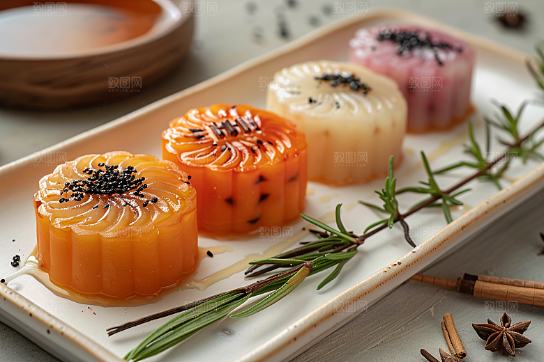 中秋月饼甜点广式月饼摄影图