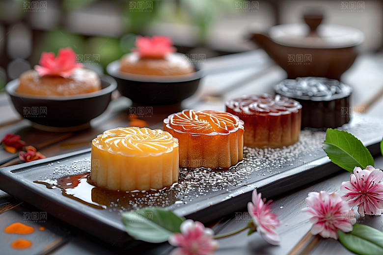 中秋月饼糕点广式月饼摄影图
