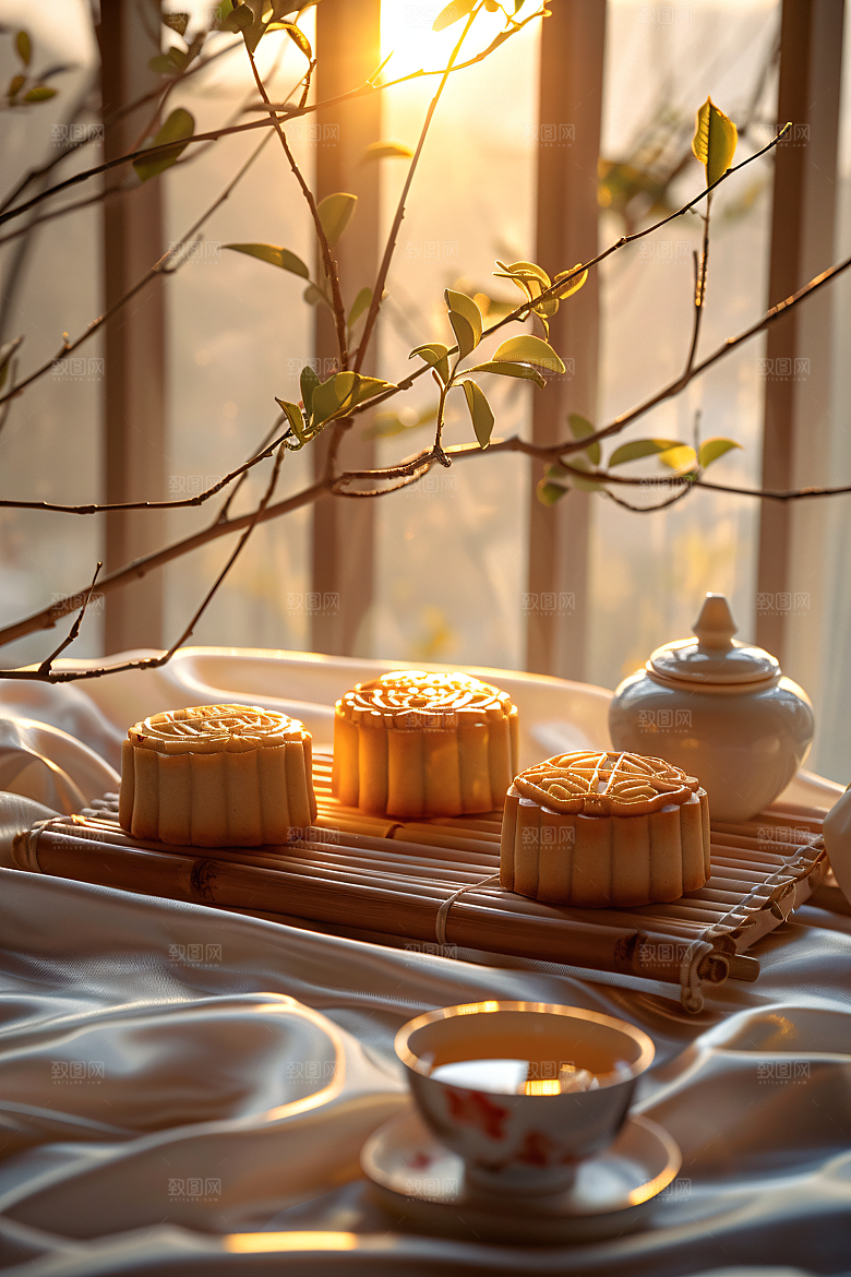 中秋月饼中秋节莲蓉月饼摄影图