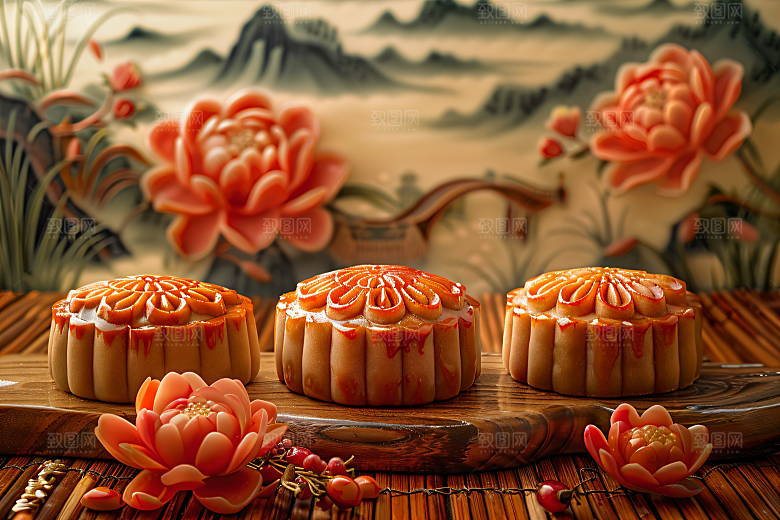 中秋月饼中秋节美食摄影图