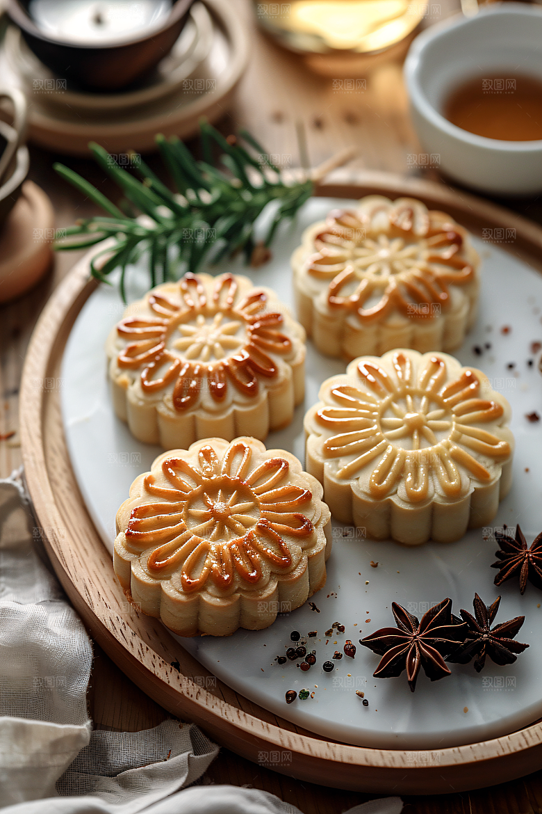 中秋月饼高清莲蓉月饼摄影图