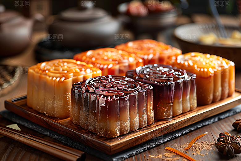 中秋月饼糕点文化摄影图
