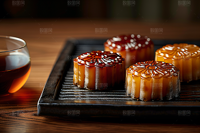 中秋月饼糕点莲蓉月饼摄影图