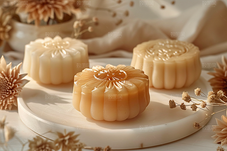 中秋月饼传统节日美食摄影图