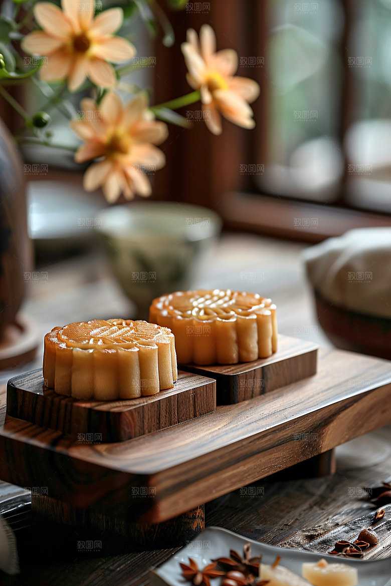中秋月饼文化甜点摄影图