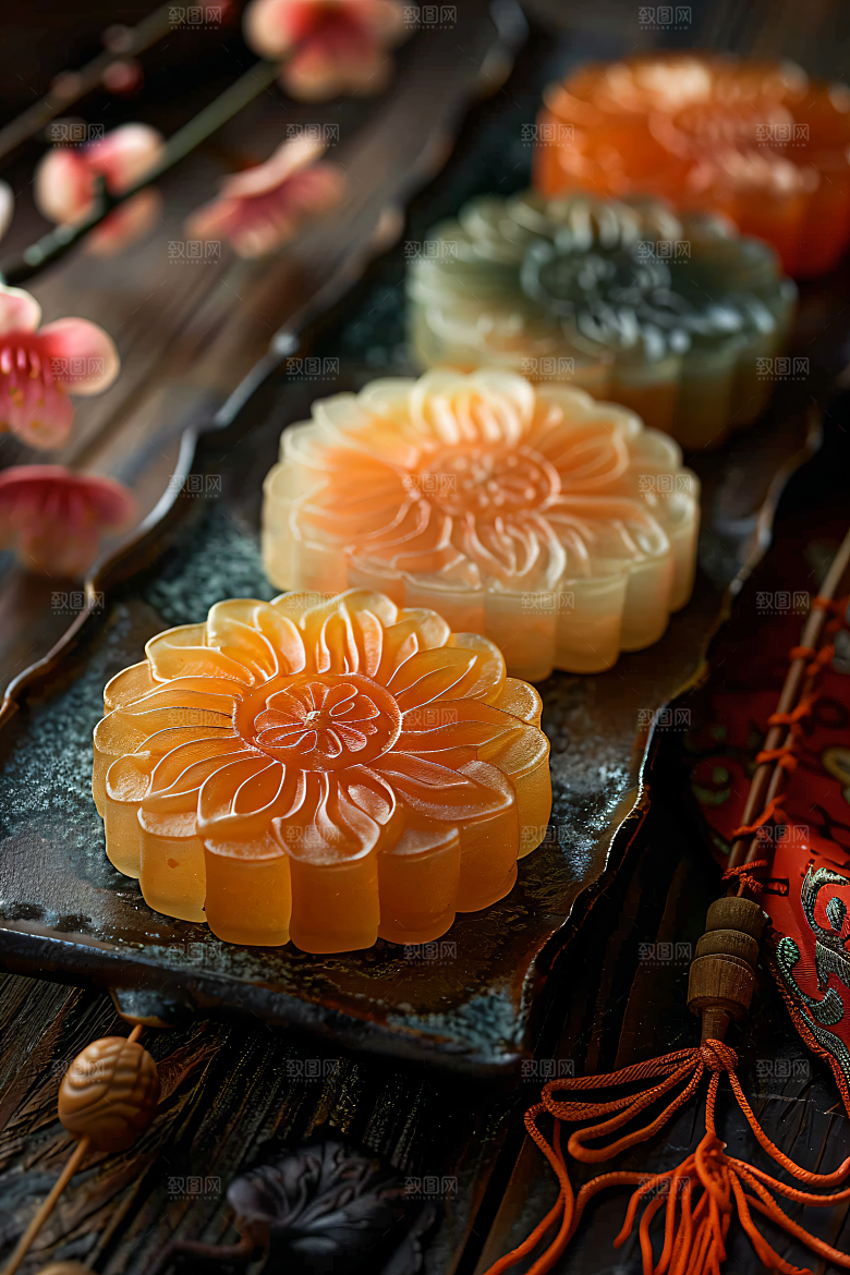 中秋月饼传统美食高清摄影图