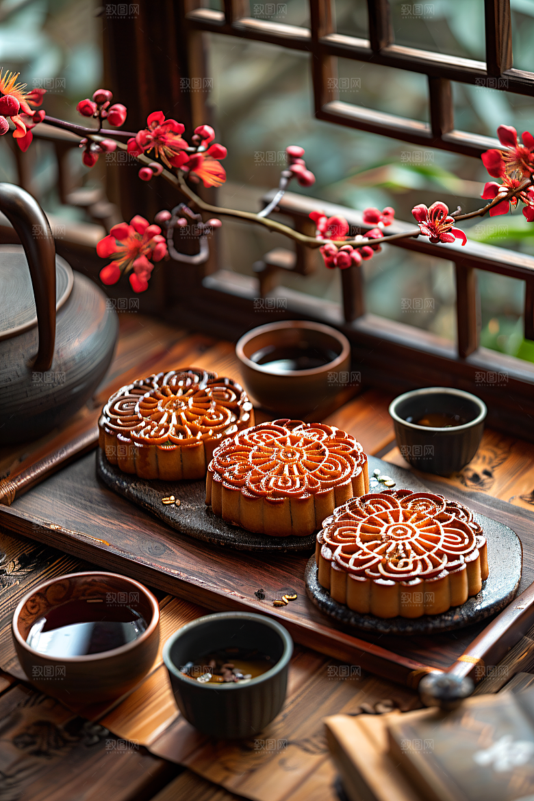 中秋月饼中秋节传统节日摄影图