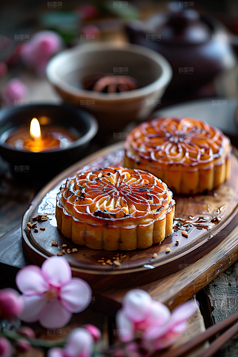 中秋月饼广式月饼莲蓉月饼摄影图