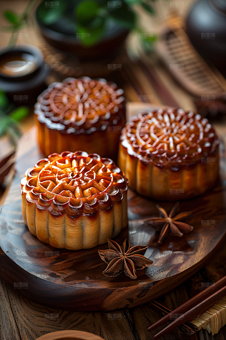 中秋月饼糕点美食摄影图
