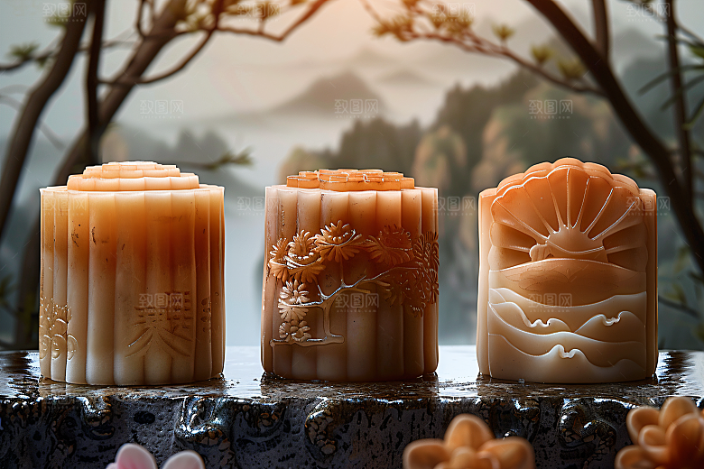 中秋月饼莲蓉月饼甜点摄影图