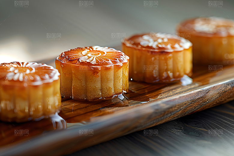 中秋月饼甜点莲蓉月饼摄影图