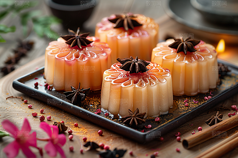 中秋月饼美味甜点摄影图