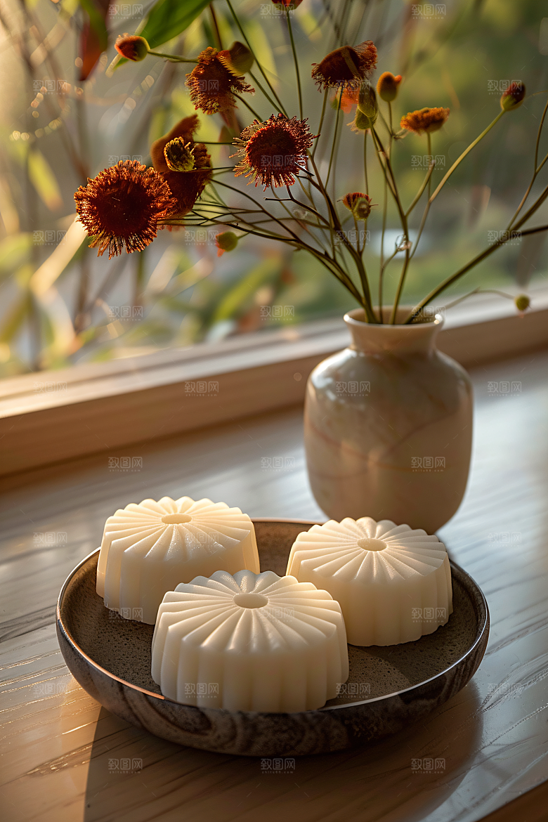 中秋月饼传统节日中秋节摄影图