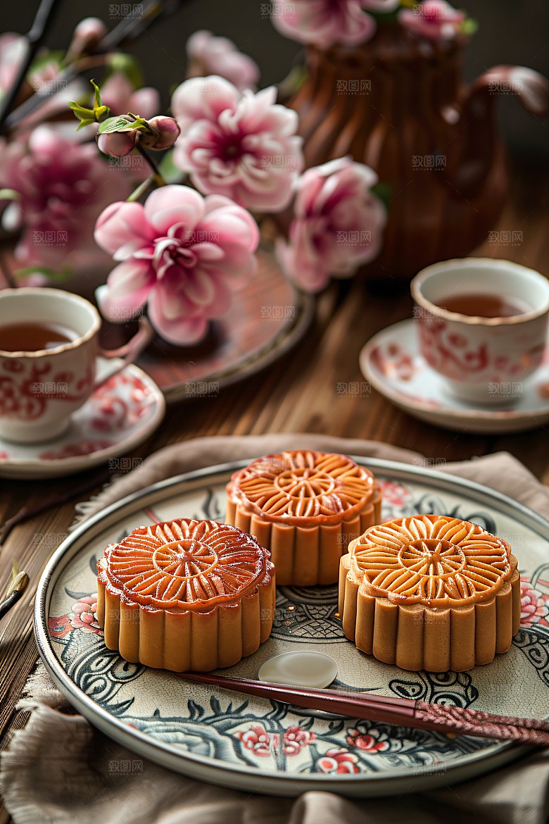 中秋月饼美味文化摄影图