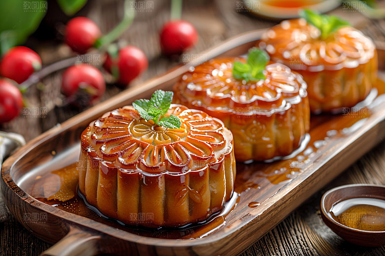 中秋月饼习俗糕点摄影图