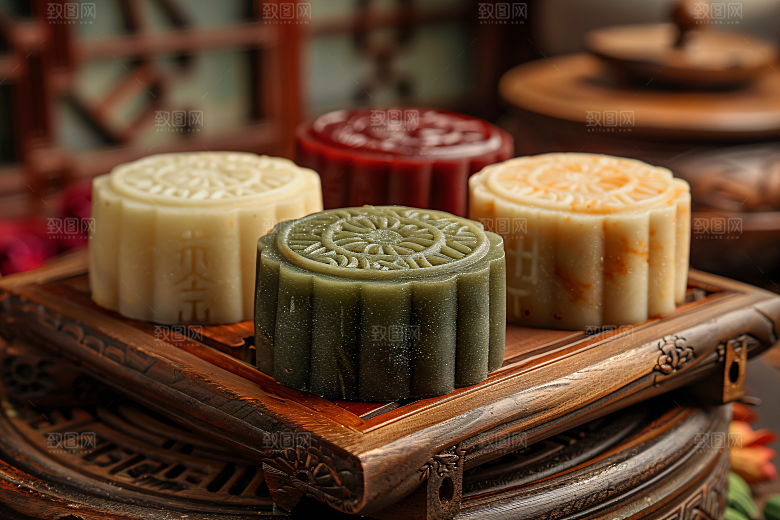 中秋月饼习俗糕点摄影图