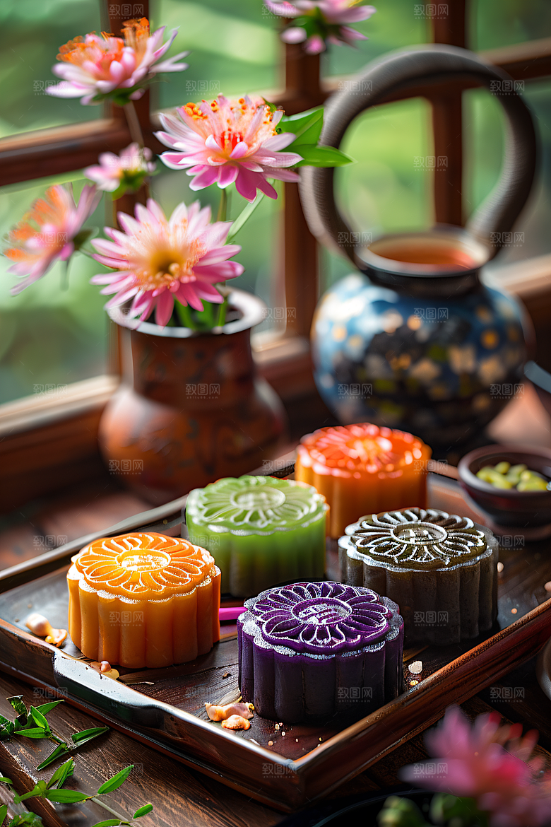 中秋月饼习俗中秋节摄影图