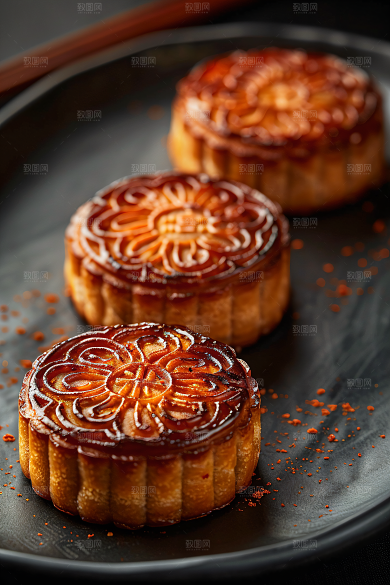 中秋月饼莲蓉月饼甜点摄影图