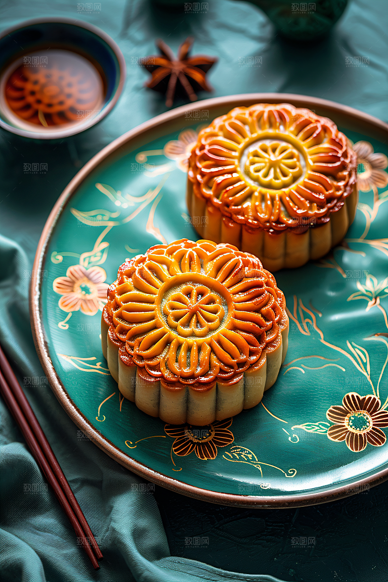 中秋月饼传统节日传统美食摄影图