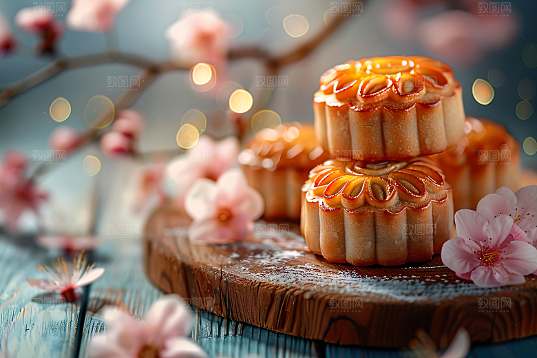 中秋月饼甜点传统节日摄影图