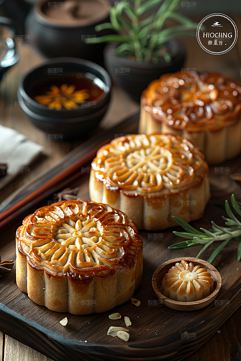 中秋月饼习俗美味摄影图