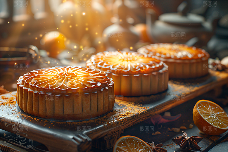 中秋月饼传统节日广式月饼摄影图