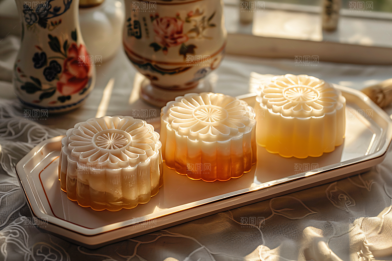中秋月饼习俗美味摄影图