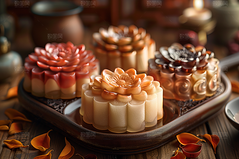 中秋月饼美食高清摄影图